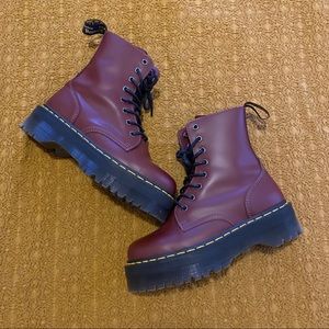 Dr Martens Cherry Red Jadon Platform Leather Boots